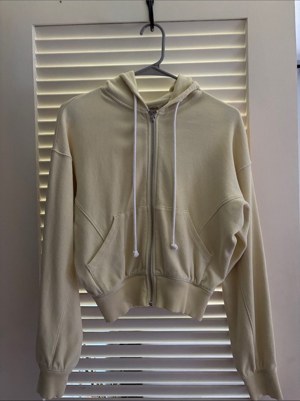 Madewell Cropped Zip Hoodie in Butter Yellow